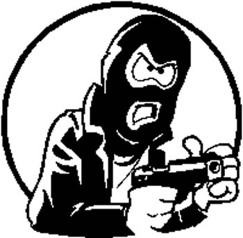 98 - Masked armed robber vinyl decal customized on line. 