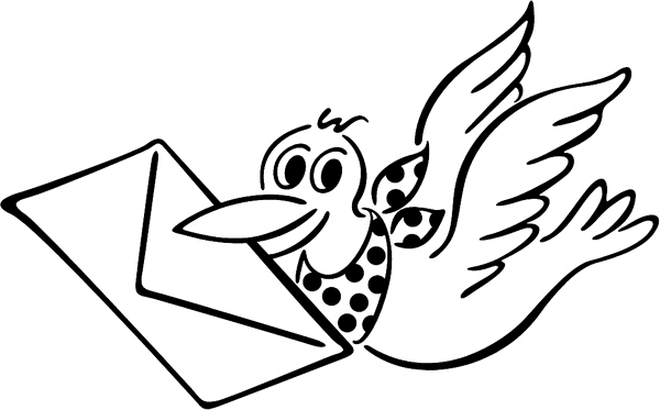 Bird delivering a letter vinyl sticker. Customize on line. animals102 bird
