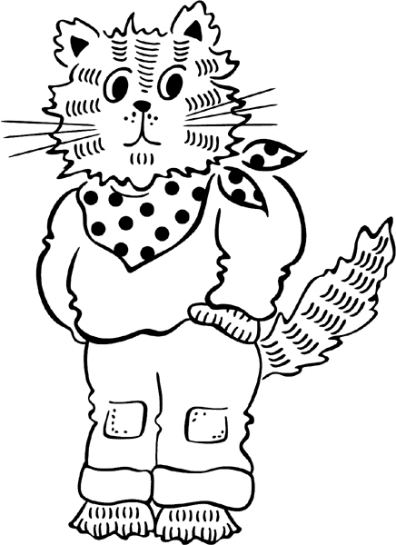 Cat Wearing Clothes Coloring Pages 3