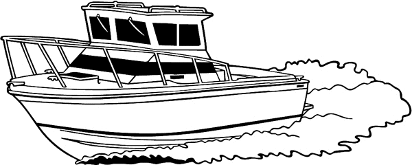 Cabin Cruiser Boat vinyl sticker. Personalize on line. boats05