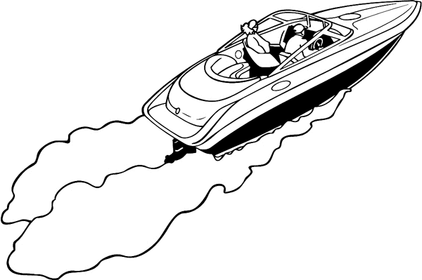Speedboat vinyl sticker.  Customize on line. boats08 speeding boat with passengers
