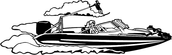 Water Skiing Action vinyl sticker. Customize on line. boats09 skiing behind boat decal
