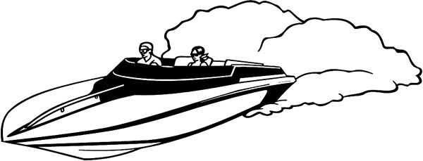 Speed Boat with man and woman vinyl decal. Customize on line. boats18 racing boat with passengers decal