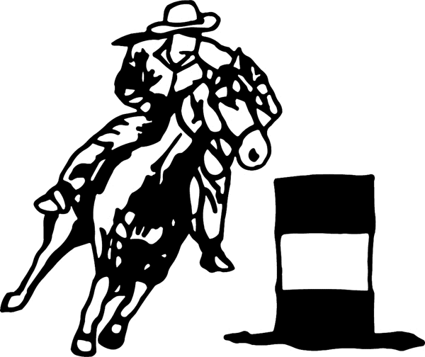 Cowgirl Barrel Racer vinyl graphic sticker. Personalize on line. cowboy_up002 