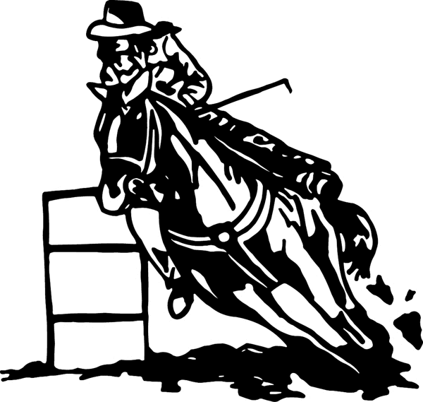 Cowgirl Barrel riding action vinyl sticker. Customize on line. cowboy_up003 