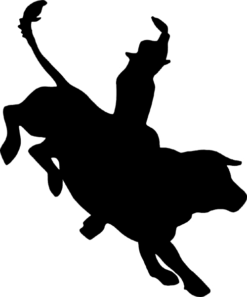 Bullrider silhouette action vinyl decal. Customize on line. cowboy_up012 