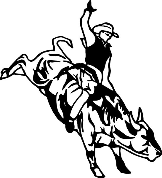 Bull Riding Action vinyl graphic sticker. Customize on line. cowboy_up014 