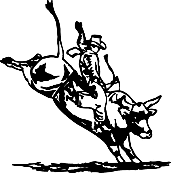 Bull Riding Action vinyl graphic sticker. Customize on line. cowboy_up015 