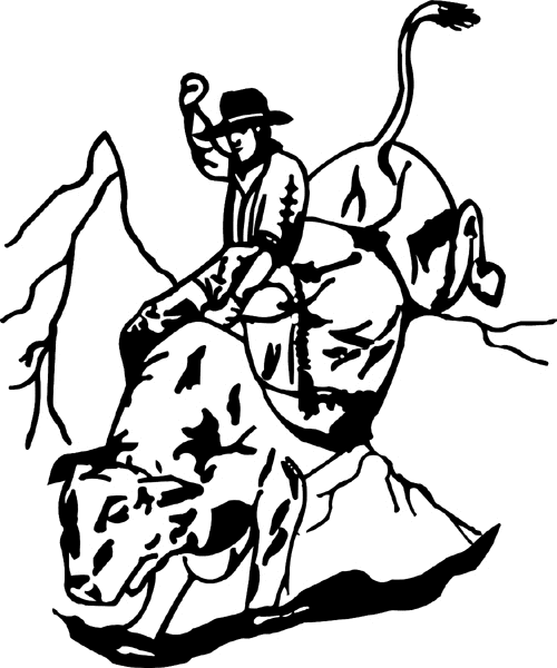 cowboy_up017 Bull Riding Action vinyl decal. Customize on line. 
