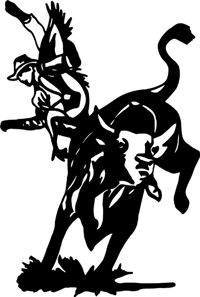 Bullrider being bucked off vinyl decal. Customize on line. cowboy_up019 rodeo cowboy