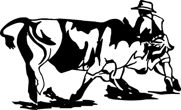 cowboy_up020   Bull chasing clown vinyl decal. Customize on line. 