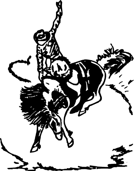 Bronc Buster vinyl sticker. Customize on line. cowboy_up022 horse bucking rider