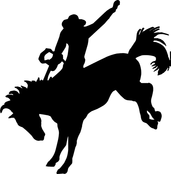 Bronc Riding Silhouette vinyl sticker. Customize on line. cowboy_up024 horse bucking rider