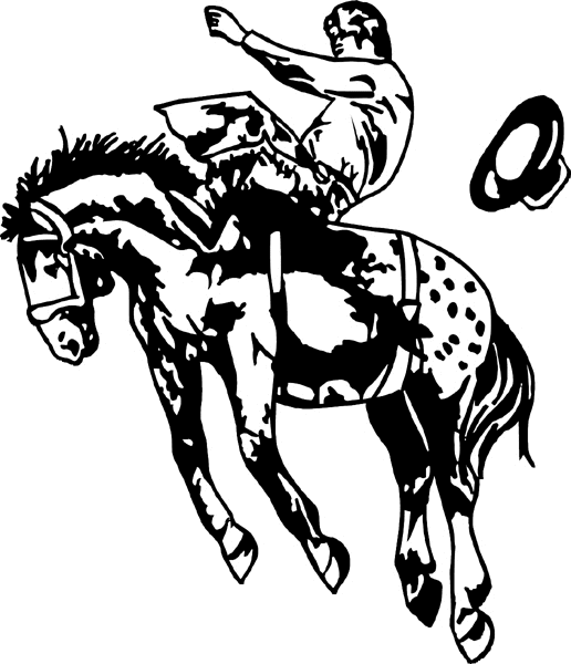 Bronc Buster in action vinyl decal. Personalize on line. cowboy_up025 