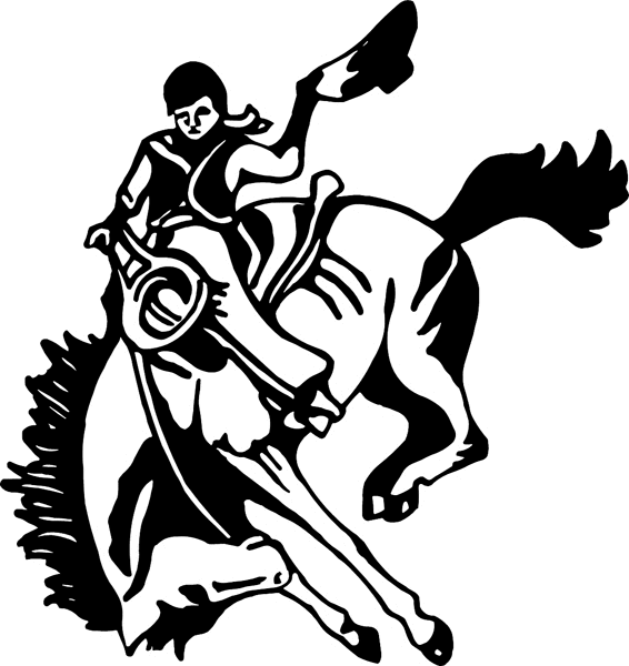 cowboy_up029 Buckin horse and rider vinyl sticker. Customize on line. 