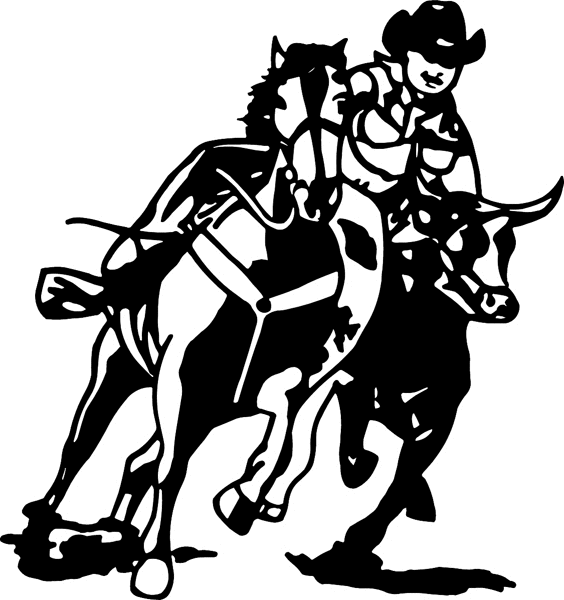 Steer Roper action vinyl decal. Customize on line. cowboy_up035 
