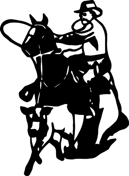 cowboy_up038   Rodeo cowboy calf roping vinyl decal. Customize on line. 