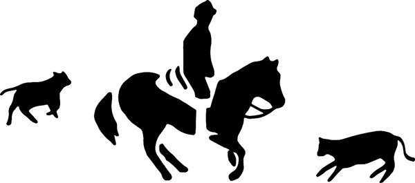 Wrangler with 2 calves silhouette vinyl sticker. Customize on line. cowboy_up042 rodeo cowboy