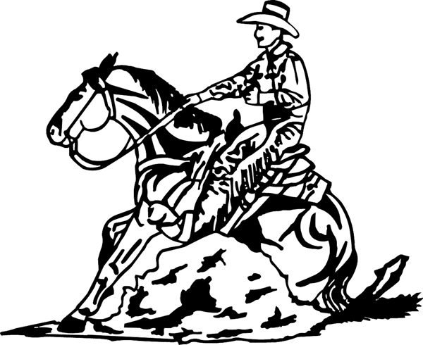 cowboy_up045 Rodeo cowboy riding horse vinyl sticker. Customize on line. 