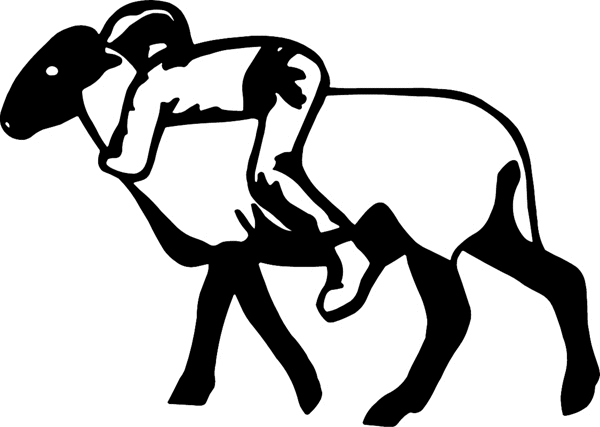 Boy Riding Sheep vinyl sticker. Personalize on line. cowboy_up046