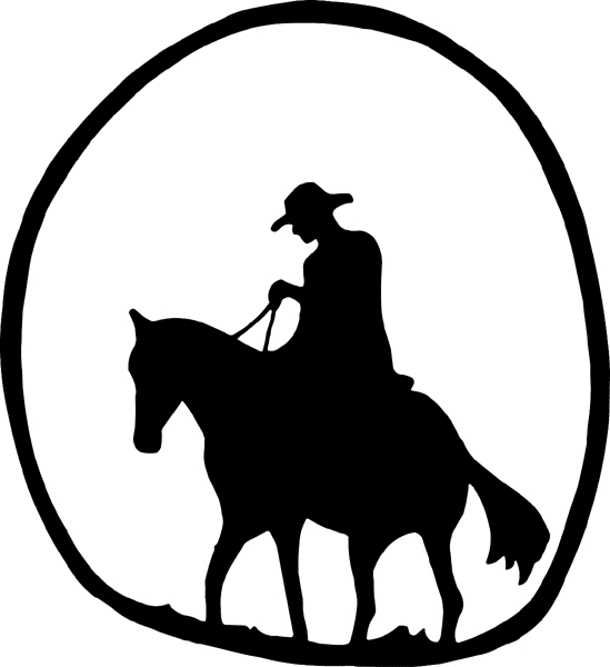 Horse and rider silhouette graphic vinyl sticker. Customize on line. cowboy_up054 