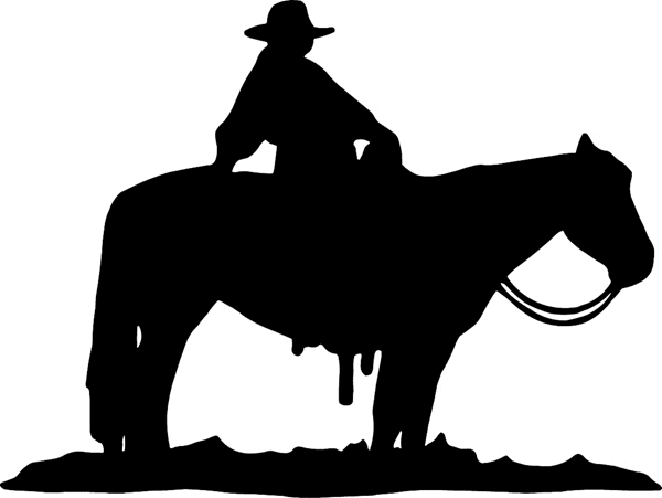 Standing Horse with Rider silhouette vinyl sticker. Customize on line. cowboy_up056