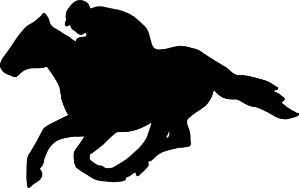 cowboy_up060   Jockey and horse silhouette running decal. Personalize on line.