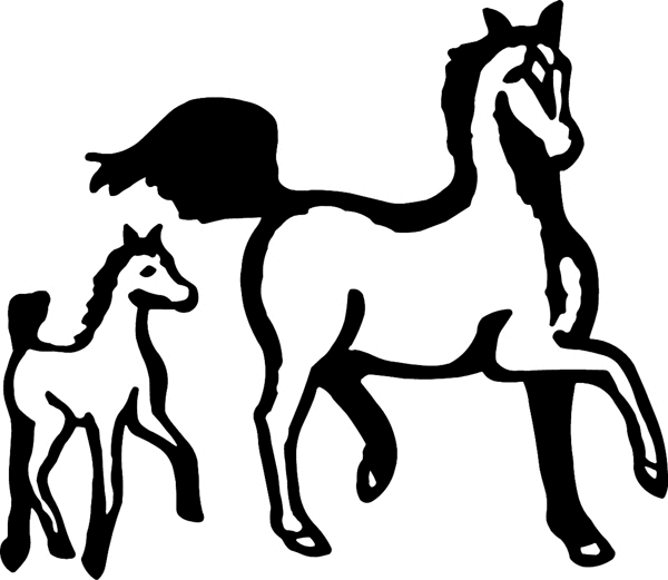 Horse and Foal graphic sticker. Customize on line. cowboy_up082 
