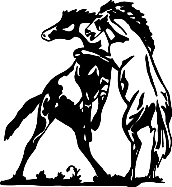 Fighting Horses graphic vinyl sticker. Personalize on line. cowboy_up092 