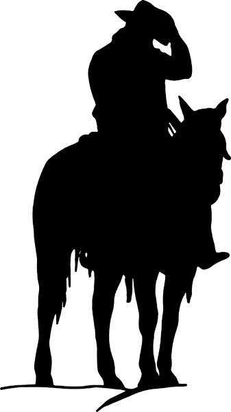 cowboy_up174 - Horse and rider sillouhette decal. Customize on line. 