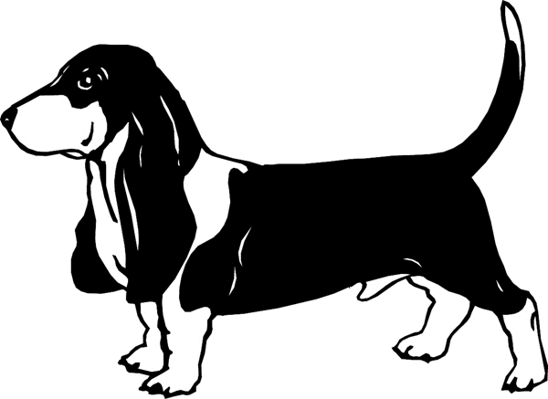 dogs7203 - Basset Hound dog vinyl graphic decal. Personalize on line. 