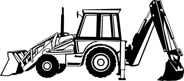 Backhoe at work vinyl decal. Customize on line. equipment7301 - backhoe decal