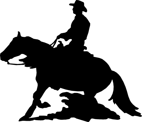 Horse and Rider silhouette vinyl sticker. Personalize on line. horses7120
