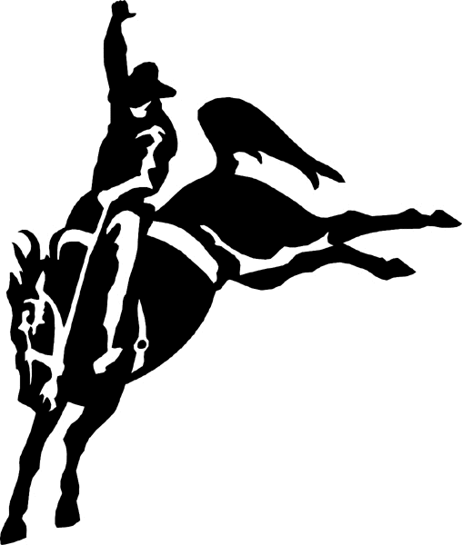 Bronc Buster silhouette graphic decal. Personalize on line. horses7121