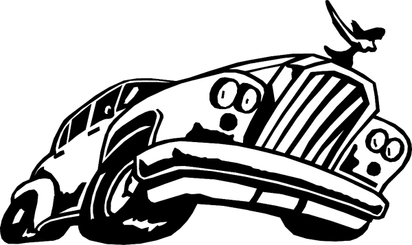 Toon Luxury Car with Nude Hood Ornament vinyl sticker. Customize on line. hotrod7419