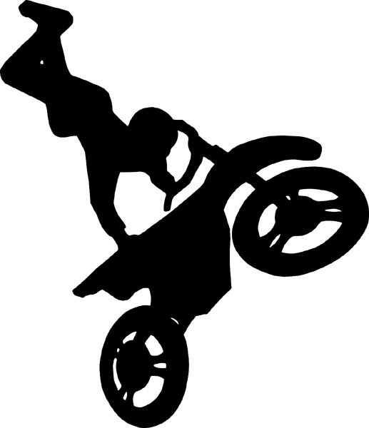 Dirtbike trick rider silhouette vinyl sticker. Customize on line. motorcycleM009-