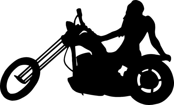 Chopper and lady silhouette vinyl sticker. Customize on line. motorcycleM021- chopper decal