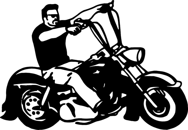 motorcycleM022- Chopper with rider graphic decal. Personalize on line. 