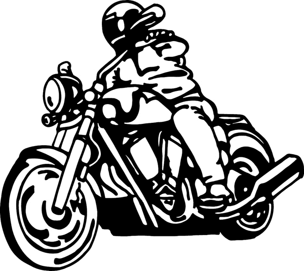 Motorcycle and Rider vinyl decal. Customize on line. motorcycleM026- 