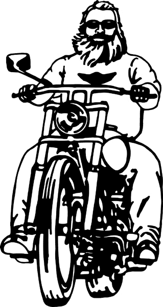 Burly Motorcycle Rider vinyl graphic sticker. Customize on line. motorcycleM028-