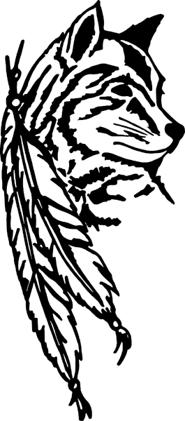 motorcycleM096 - Wolf head with feathers vinyl decal. Customize on line. 
