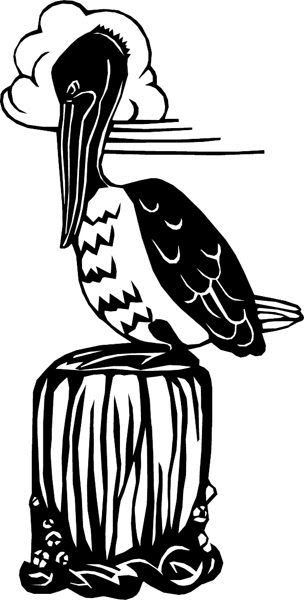 Pelican on post vinyl sticker. Customize on line. nauticalpelican