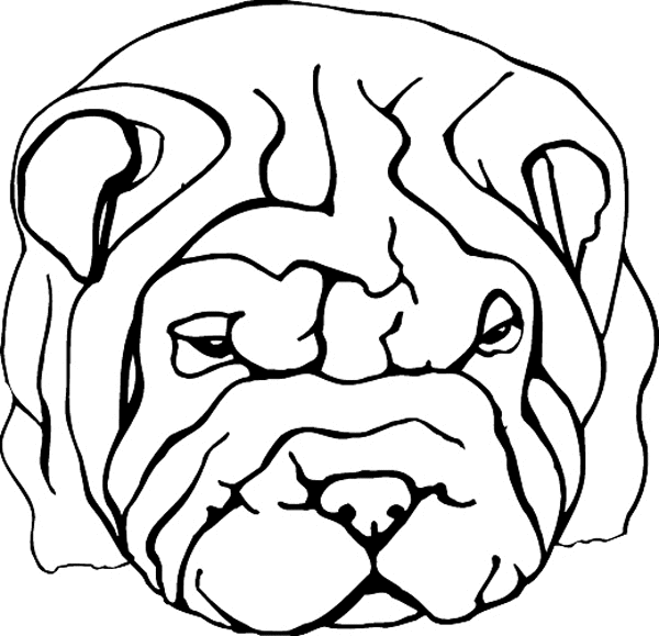 pets0132 - Wrinkle face dog vinyl decal. Customize on line. 