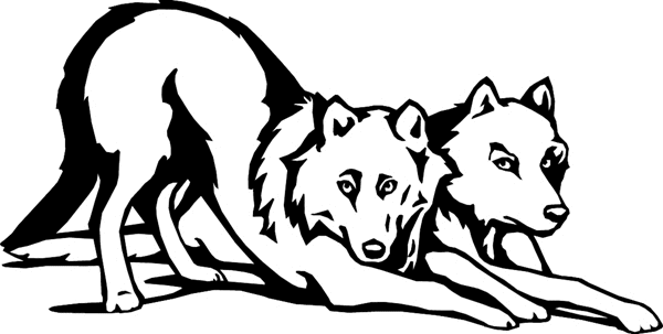 Wolf Pair vinyl sticker. Personalize on line. wildlife2wolves - wolves decal