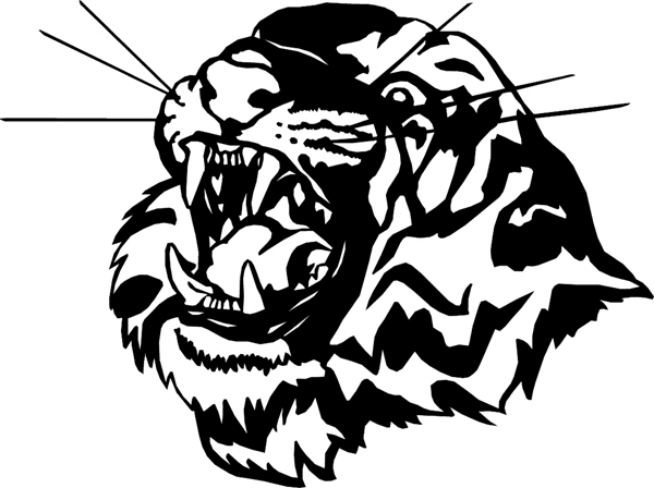 Growling Tiger Head vinyl sticker. Grrreat Mascot! Personalize on line. wildlifetigerhed