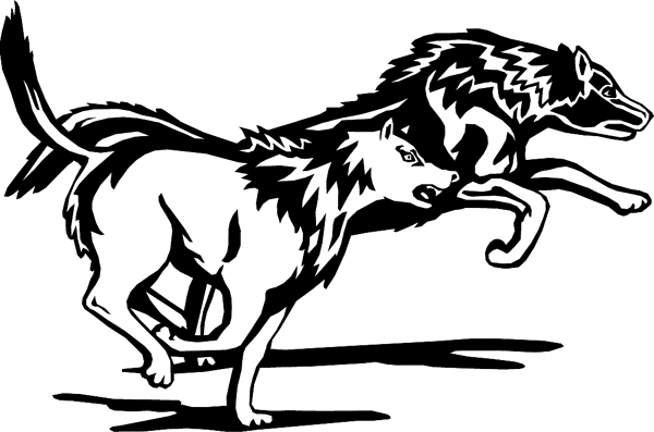 Running Wolves vinyl graphic sticker. Good Mascot Choice! Personalize on line. wildlifewolves