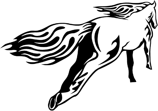 Flaming Mustang Mascot vinyl graphic decal personalized on line. animal-flames-0009b