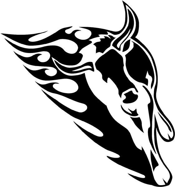 Flaming Bull Mascot graphic sticker you can customize on line. animal-flames-0012b
