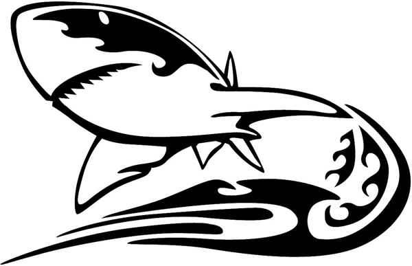 Shark Flames Mascot vinyl sticker customized on line. animal-flames-0041b
