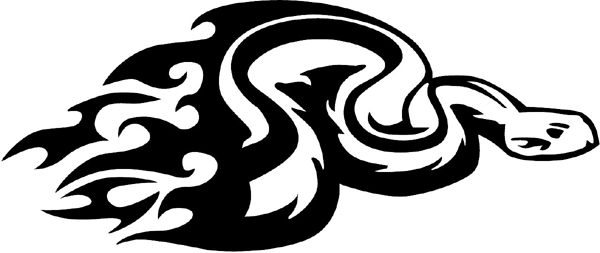 Flaming Snake Mascot vinyl decal. Customize on line. animal-flames-0042b